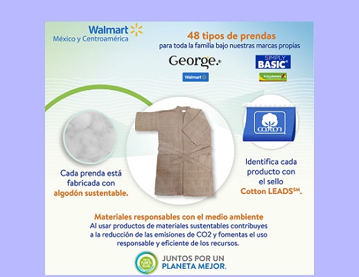 Walmart de México y Centroamérica suma a su oferta, prendas de bajo impacto ambiental